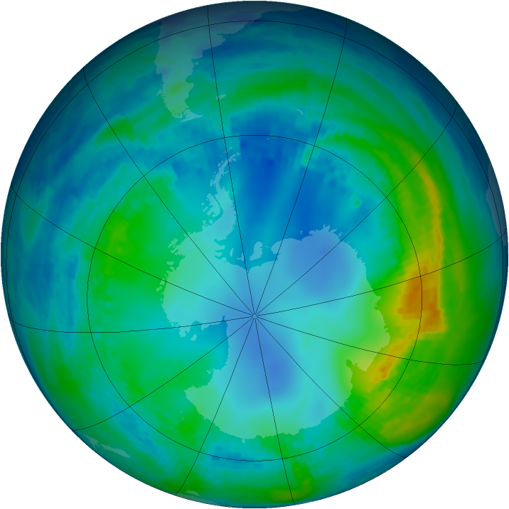 Antarctic ozone map for 17 May 2002